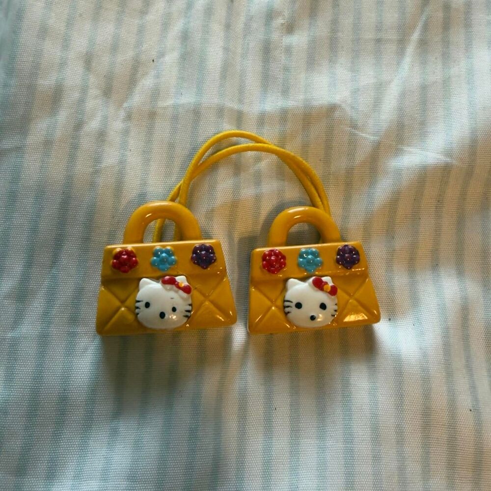 Hello Kitty Yellow Purse Hair Tie Pair Y2K #kawaii #hellokitty